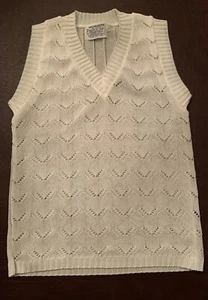 Vintage Little Kids V-Neck Sweater Vest Size L /6 White - Picture 1 of 5