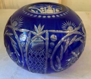 Vase, Kristallglas, kobaltblau, Nachtmann ?, Schleuderstern, Kugelvase (750) - Bild 1 von 5
