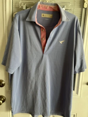 Camisa Polo de Golf DONALD ROSS Manga Corta Azul Claro Rosa 3 Botones Talla L Excelente Foto 1 de 4