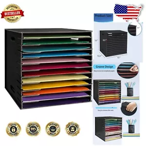 Efficiente Porta Carta Artigianale con Strati Regolabili - 12 Slot Organizer Rack - Foto 1 di 8