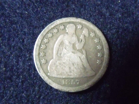 1857 Seated Liberty Dime  PHILADELPHIA  Mint 10 Cents VG DETAILS FREE SHIP C131 Cover