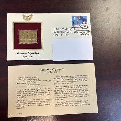 1992 Summer Olympics Volleyball Gold Golden Cover Replica FDC Stamp - Image 1 of 4