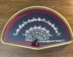 Victorian Antique Black Lace Hand Painted Professionally Framed Hand Fan Floral - Picture 1 of 12