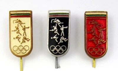 1972 Munich Olympics Bulgaria NOC Modern Pentathlon Olympic Team Set of 3 Pins - Image 1 of 4