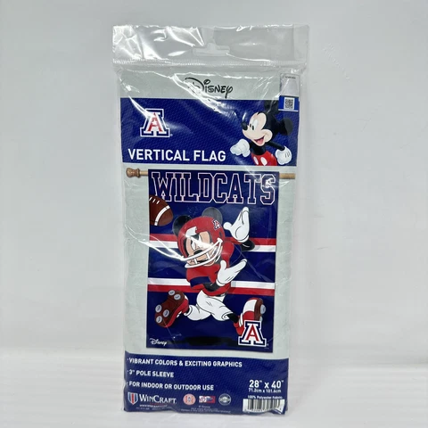 Arizona Wildcats Flag Disney NFL Mickey Mouse 28 x 40 Vertical Licensed WinCraft Cover