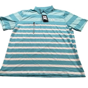 NEW Under Armour 3.0 Playoff Striped Polo Golf Shirt Men’s XL TG - Picture 1 of 4