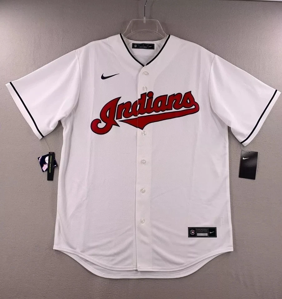 Men's Sz M Cleveland Indians Nike Home Team Jersey 2020 MLB White CLE Guardians