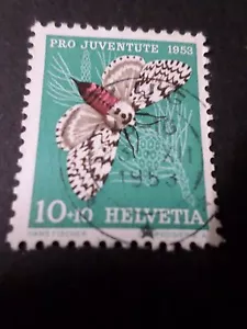SUISSE 1953, timbre 540, PAPILLON INSECTE, NONNE, oblitéré, BUTTERFLY, used - Picture 1 of 1