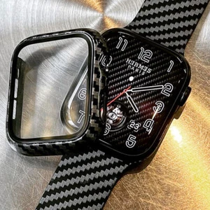 Carbon Fiber iWatch Band Strap+Full Case For Apple Watch Series 7 6 SE 5 3 2 1 - Picture 1 of 11