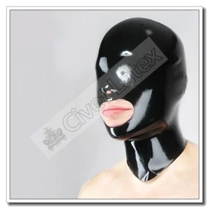 Latex Gummi Hoods Maske Blind Face Cover Big Mouth Open Nose Hole Style A75 - Bild 1 von 5