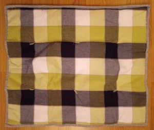 POTTERY BARN KIDS Pillow Sham James Plaid Standard Navy Blue Green Hand Quilted - Picture 1 of 9
