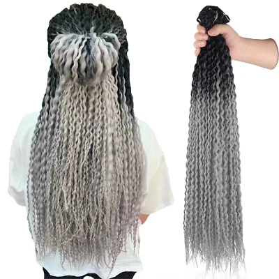 24 Inch Thick Wavy Dreadlocks Synthetic Crochet Braids Faux Locs Hair Extensions - Image 1 of 4