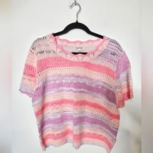 Suéter Nanette Lepore Tejido Manga Corta Rosa Pastel Púrpura Primavera Mujer Grande - Imagen 1 de 4