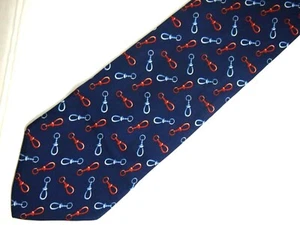 Brooks Brothers 346 cravatta uomo cravatta blu navy rosso portachiavi equitazione 59" - Foto 1 di 4