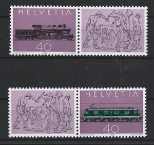 pc287 SVIZZERA/Ferrovie n. Michel 1214-15 ** 2 coppie con campo decorativo - Foto 1 di 1