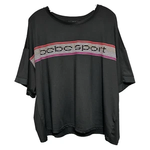 Bebe Sport T-Shirt Damen 3X Schwarz Regenbogen Streifen Logo Kurzarm Athleisure - Bild 1 von 10