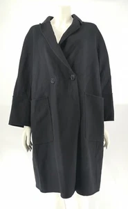 S Max Mara Women's Black Wool Collared Coat Size UK 14 - Good Used - Picture 1 of 6