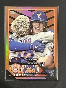 2023 Topps Update Brett Baty Rookie Debut Orange & Black Foil #US158 - Picture 1 of 2