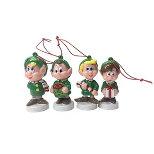 Elfe Retro RTC Weihnachtsschmuck Vintage 4er Set mit Zuckerstange Geschenke Baum - Bild 1 von 10
