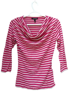 ISABELLA OLIVER Maternity Top £69 - UK 8 - Coral / Beige Stripes - Cowl Neck - Picture 1 of 8