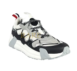 Moncler Unisex Low Top Sneakers Leather White Black Grey US Size 9 EU 40 New Box - Picture 1 of 18