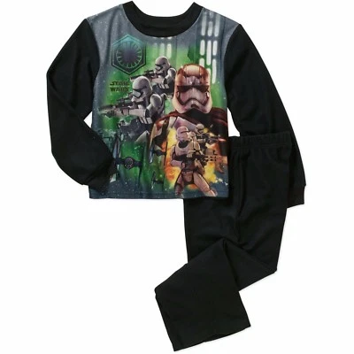 NEW BOYS SIZE 6/7 STAR WARS 2-PC FLANNEL SLEEPWEAR SET PAJAMAS BLACK NWT - Image 1 of 2