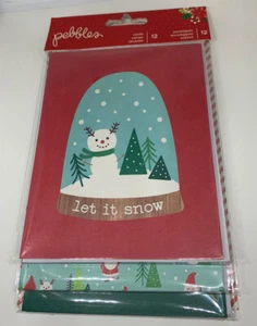 Pebbles set of 12 Note Cards and Envelopes 4 of each 3 style Santa’s and Snowmen - Picture 1 of 6
