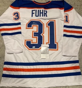 Grant Fuhr Edmonton Oilers Signed Autographed Custom Style Jersey JSA COA - Picture 1 of 3