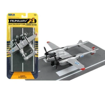 Daron Runway24 Diecast Metal Toy with Runway - P-38J Lightning Silver - Image 1 of 2