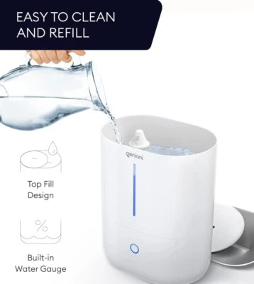 Geniani Top Fill Cool Mist Humidifiers - White. Open Box-Tested MSRP $65 - Image 1 of 4