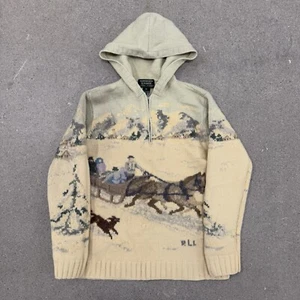 Suéter Vintage Lauren Ralph Lauren Mujer M Tejido a Mano Lana de Cordero Trineo Perros - Imagen 1 de 11
