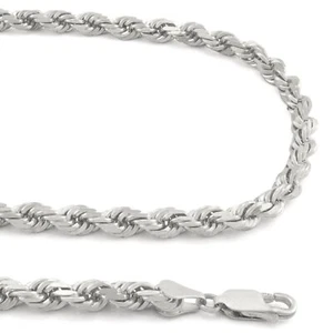 925 Sterling Silver Mens Diamond Cut Rope Chain Bracelet 9" 7.3 mm 35 grams - Picture 1 of 4