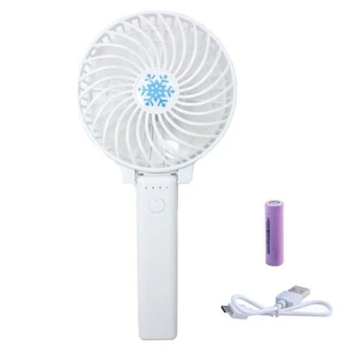 1 White Portable Mini HandHeld Folding Desk Fan Cooler Cooling USB Rechargeable - Image 1 of 4