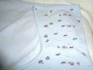 Blanket Boats First Impressions Receiving baby Blue Red Sailboat Fish nautical - Picture 1 of 10