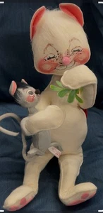 Vintage Annalee Large Christmas Cat & Mouse Potable Mobilized Dolls 1965-1981 - Picture 1 of 1