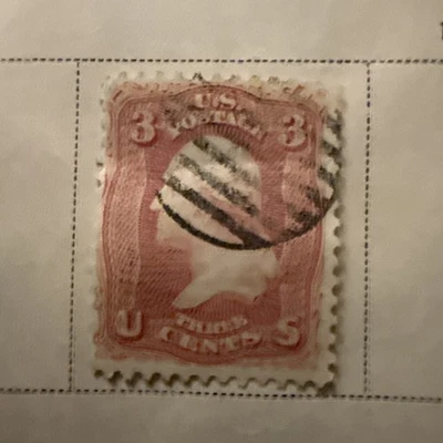 🇺🇸 1861 3¢ Washington Rose Stamp Scott #65 Classic US Issue Target Cancel - Image 1 of 4