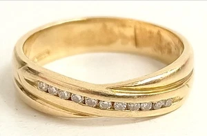 Eleganter überlappender Bandring 18 kt Gelbgold Diamant Akzent Größe M 4,04 g - Bild 1 von 12
