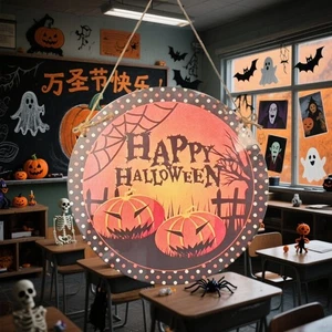 Wooden Courtyard Ornament Pumpkin Horror Party Props  Home Decoration - Picture 1 of 13