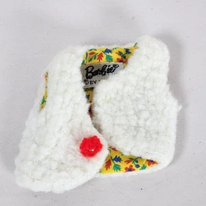 Barbie Doll Important Investment Faux fur Vest Vintage Mattel #1482 white yellow - Picture 1 of 4