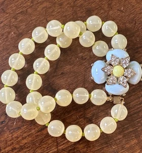 J. Crew Doppelstrang Gold Platten Schmuck Blume Armband Cabochon Glasperlen - Bild 1 von 9