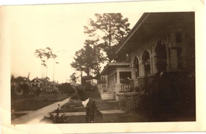 Man Doing Cartwheel in Front Yard, Early 1900s Fun Snapshot, Antique Sepia Photo - Picture 1 of 2