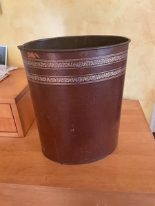 Vintage Papierkorb aus Metall mit Goldrand - Bild 1 von 5