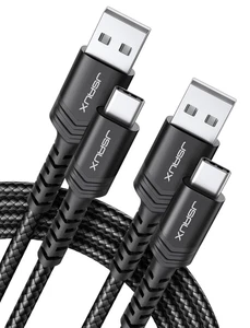 JSAUX USB C Kabel (2m 2er Pack) 3,1A Schnellladen, Typ C Ladegerät 2M+2M, schwarz  - Bild 1 von 6
