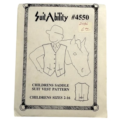 SuitAbility Pattern 4550 Childrens Saddle Suit Vest 2-16 Equestrian Riding UNCUT - Image 1 of 3