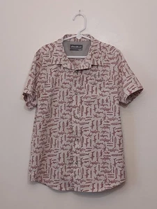 Eddie Bauer Shark Print Button Up Shirt Kids Boys Size M (10/12) Short Sleeve - Picture 1 of 9
