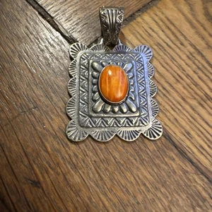 Ciondolo vintage Carolyn Pollack argento sterling 925 corallo ostrica spinoso - Foto 1 di 5
