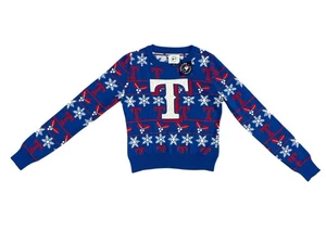 Texas Rangers Foco Women’s Cropped Ugly Christmas Sweater New With Tags - Picture 1 of 3