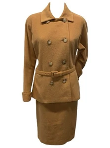 Vintage 80er Ralph Lauren Collection hellbraun Kaschmir Gürtel Fledermaus Jacke Rock Anzug 8 - Bild 1 von 14