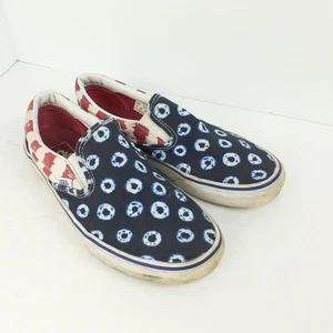 Vans Classic Slip On Shoe Canvas Mens 6.5 Womens 8 Skate Red White Blue Sneaker - Picture 1 of 23