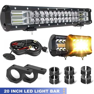 20inch LED Light Bar Spot Flood Combo+ 4" Pods For Driving Jeep Truck 4WD SUV - Picture 1 of 9